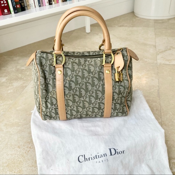 Dior Handbags - Dior Speedy Green Trotter Canvas Boston Handbag